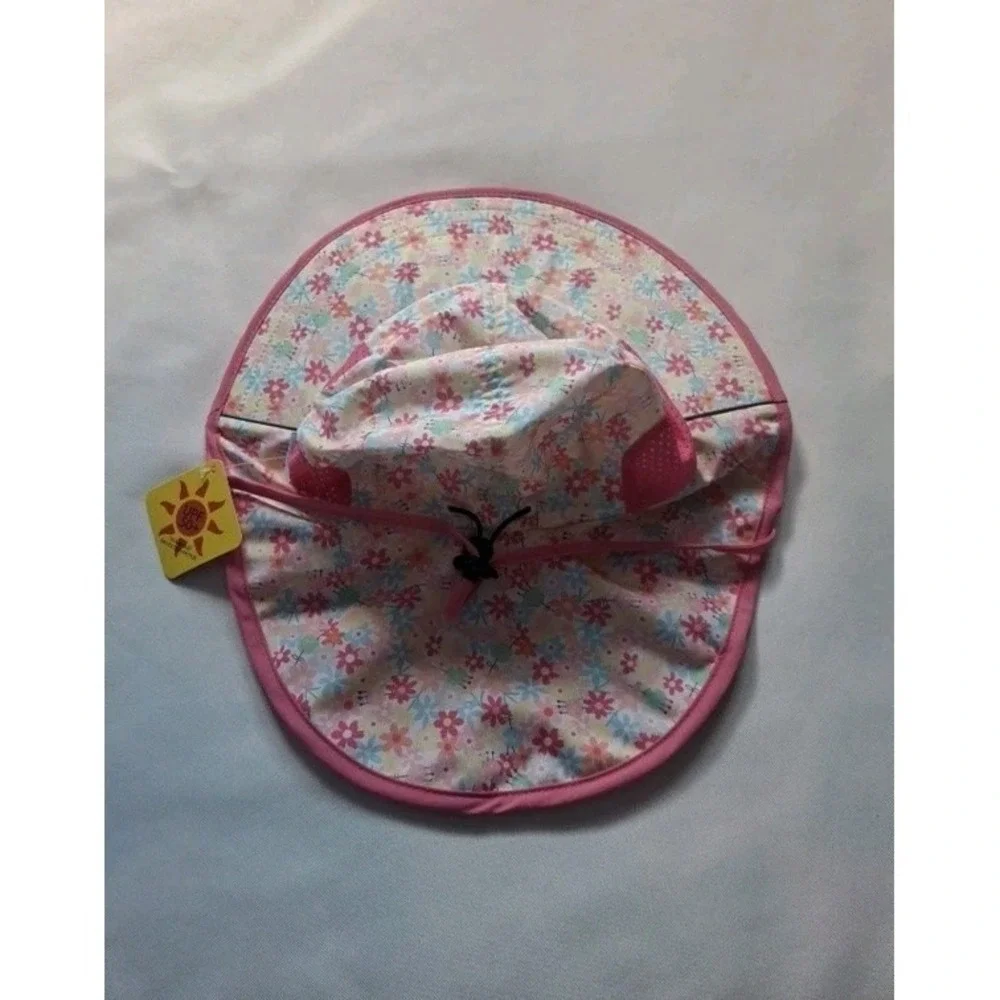 OMDEX Sun Hat‎ Neck Flap Girls Floral Print and UPF 50+ rating Medium